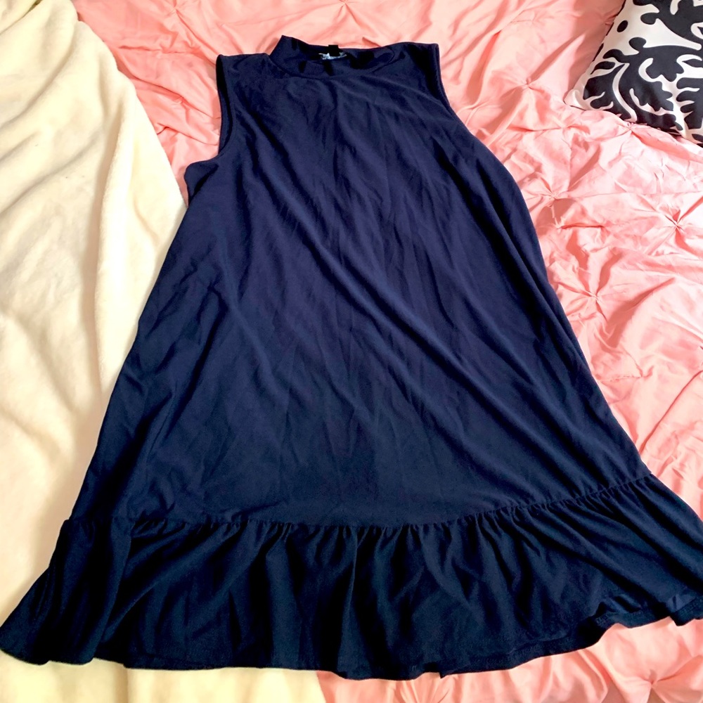 As U Wish navy blue tank dress with ruffle at bottom